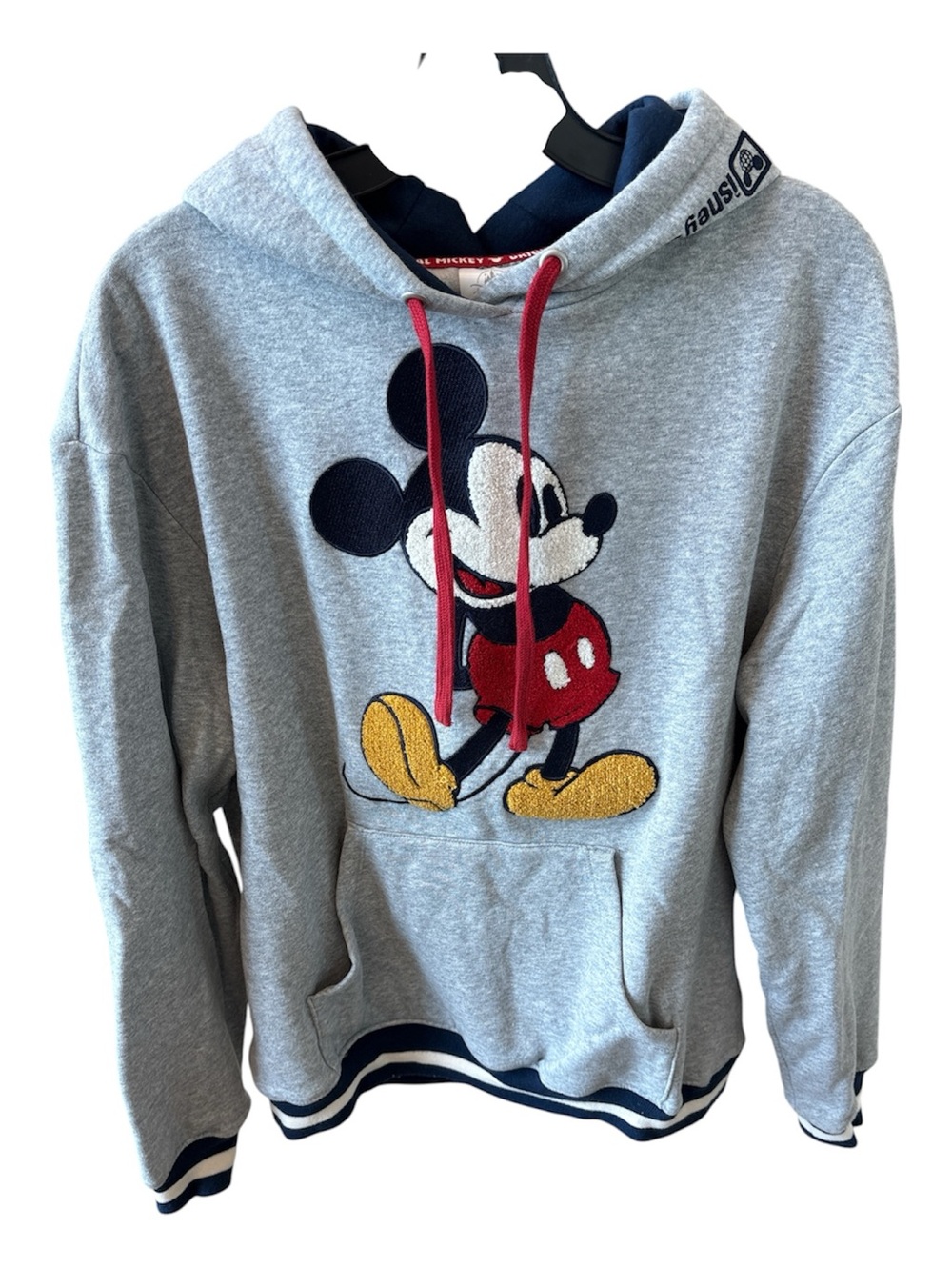 Walt Disney World Gray Mickey Mouse Pullover Hoodie with Red Drawstrings